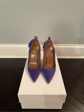 Aquazurra Royal Blue Suede Tassel Heels